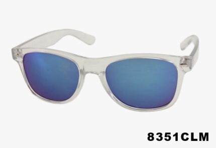 8351CLM - Wholesale Classic Rectangular Clear Frame Mirror Sunglasses